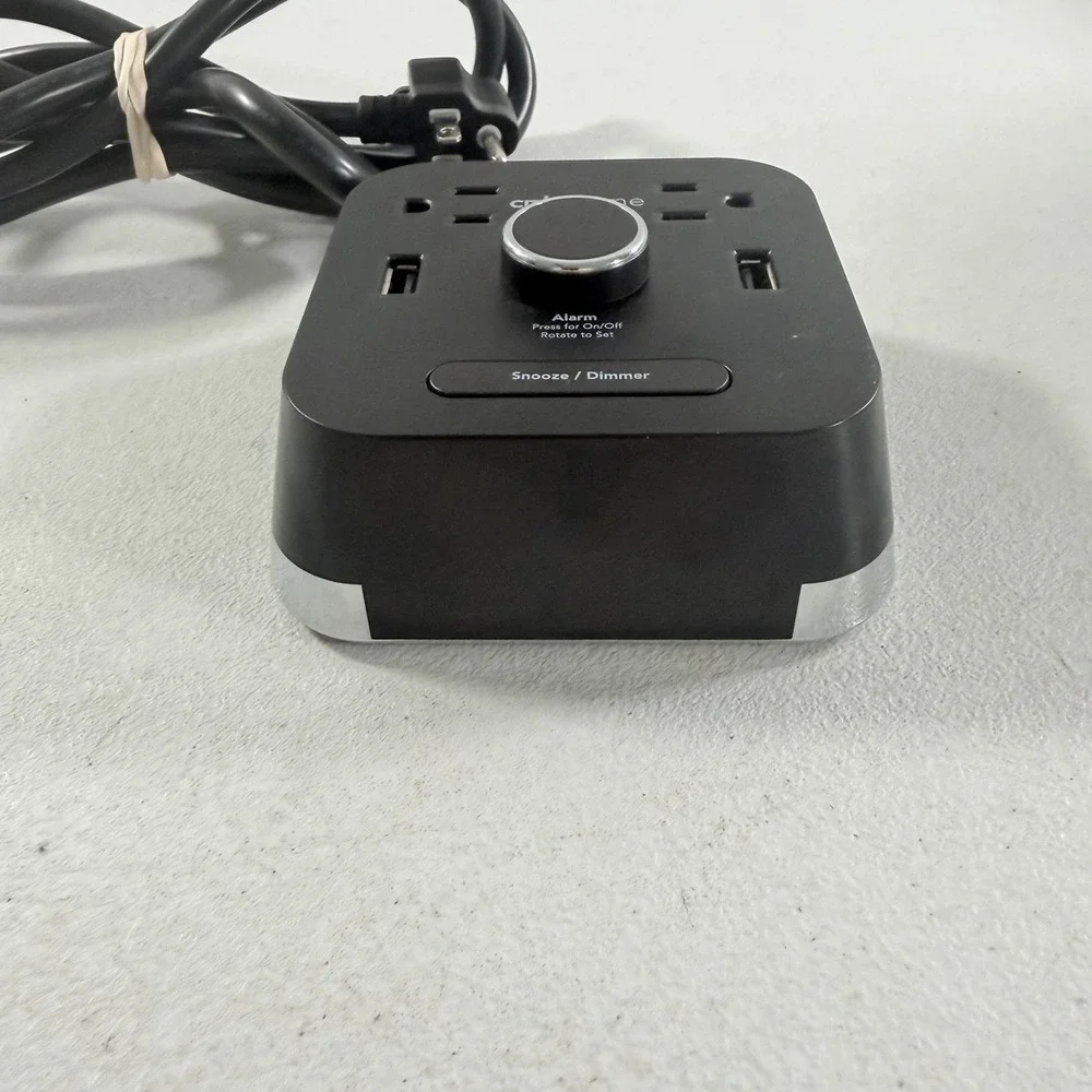 CubieTime BPECT Hotel Alarm Clock With 2 Outlets 2 USB Ports Black Tested